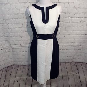 Tahari Black and White Midi Dress